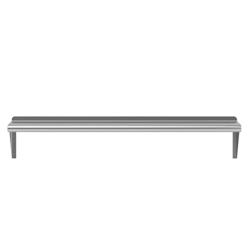 AmGood 10 in. x 48 in. Stainless Steel Wall Shelf with Backsplash - Holds 205 lbs - NSF 18-Gauge, Bullnose Edge | Long Shelf for Laundry, Garage & Pantry - size: 10 in. x 48 in.