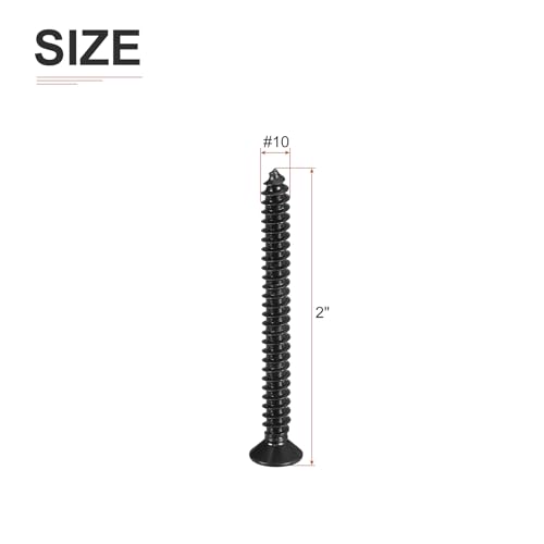 DTGN 50Pcs #10x2 Flat Head Wood Screws, 304 Stainless Steel - Black - color: Black, size: #10x2"