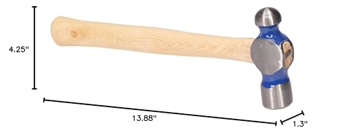 VAUGHAN Ball Pein Hammer, 16 Oz, Striking Tool, Assembled in the USA - size: 16 oz