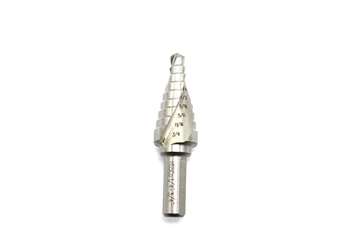 TEMO M35 Cobalt Spiral Step Drill Unibit Bit 1/4"-3/4" 9 Size, 3/8" Shank - size: 1/4" - 3/4" Shank 3/8", style: Spiral