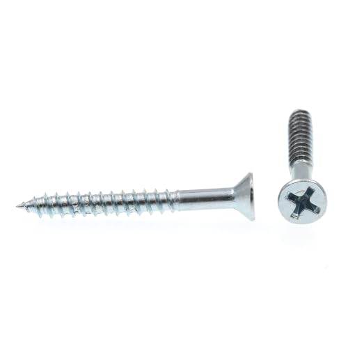 Prime-Line 9035223 Wood Screw, Flat Head Phillips, #8 X 1-1/2 in, Zinc Plated Steel, Pack of 100