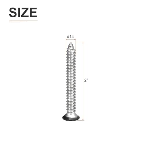 DTGN 50Pcs #14x2 Flat Head Wood Screws, 304 Stainless Steel Black Phillips Self Tapping Screws - Good for Woodworking, Furniture - Black - color: Black, size: #14x2"
