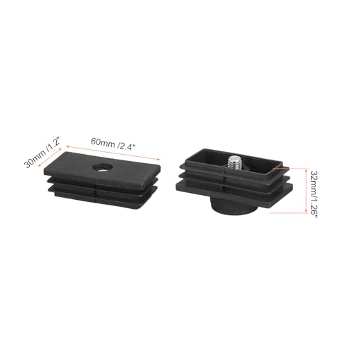uxcell 4 Set Leveling Feet, 30x60mm Plastic Adjustable Furniture Leg Leveling Rectangle Tube Insert Screw-in Glide Levelers Fit Hole 30mm for Table Chair Furniture, Black - size: 30x60mm