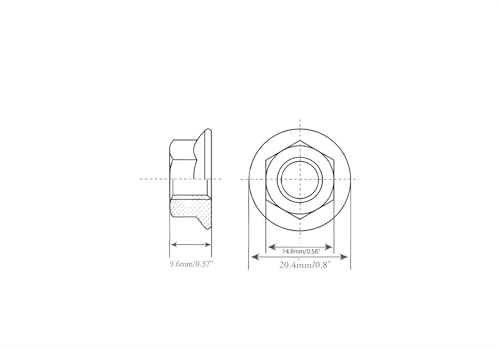 M10x1.25 Serrated Flange Hex Lock Nuts 10 Pcs 304 Stainless Steel 18-8, Full Thread, Hex Drive, Bright Finish - size: M10x1.25