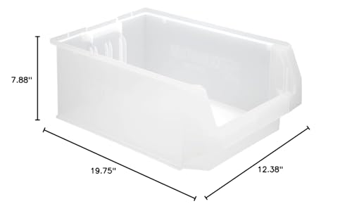 QUANTUM STORAGE SYSTEMS QMS532CL MAGNUM Heavy Duty Part Organizer Clear Bins 20" L x 13" W x 8" H 6 Pack