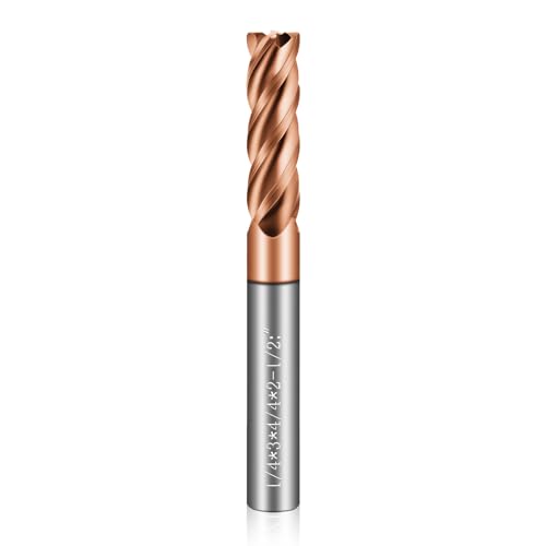 1/4" Carbide End Mills - 4 Flute Square End Mill with AlTiN Coating, HRC 55 Deg, 4T Tungsten Milling Bits for Stainless Steel, Hardened Steel, Cast Iron, Copper, Alloys & More - size: 1/4 in