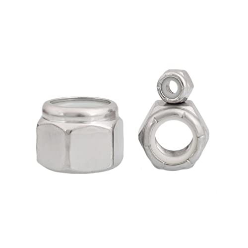 5/16"-18 Nylon Insert Lock Nuts, Stainless Steel 304 (18-8) Lock Nuts with Nylon Insert, 20pcs - color: Silver, size: 5/16"-18
