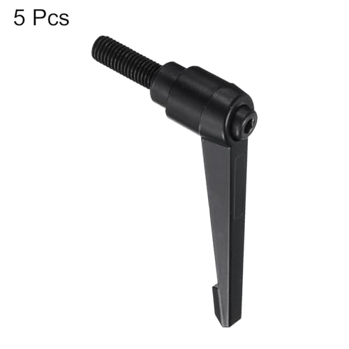 uxcell 5pcs Adjustable Clamping Lever Handle M10 x 30mm Metric Black Oxide Carbon Steel Male Threaded Stud Hand Knobs Ratchet Rotating Screw Handles Bolts with Locking Lever Black - size: M10 x 30mm