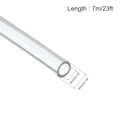 uxcell Clear PVC Tube Wire Harness Tubing, 1/8-inch(3mm) ID 23ft Sleeve for Wire Sheathing Wire Protection - color: Clear, size: 3mm