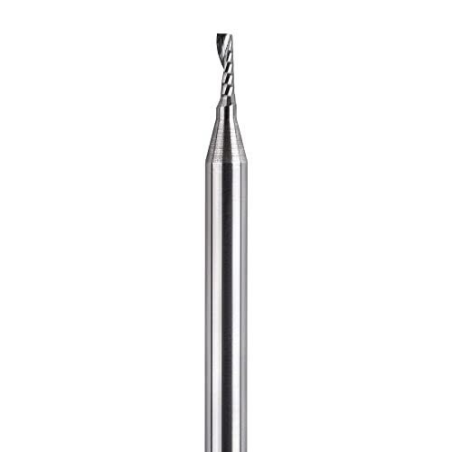 SpeTool 5PCS Carbide Spiral O Flute End Mill with 1/16 Inch Cutting Diameter 1/8 Inch Shank 3/16" Cutting Length,Single Flute CNC Router Bit for Acrylic PVC Wood Cutter - size: 1/16"Dia-3/16" CL-1/8" Shank