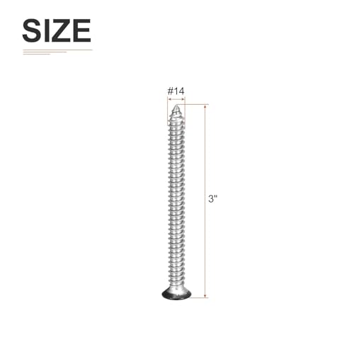 DTGN 50Pcs #14x3 Flat Head Wood Screws, 304 Stainless Steel Black Phillips Self Tapping Screws - Good for Woodworking, Furniture - Black - color: Black, size: #14x3"