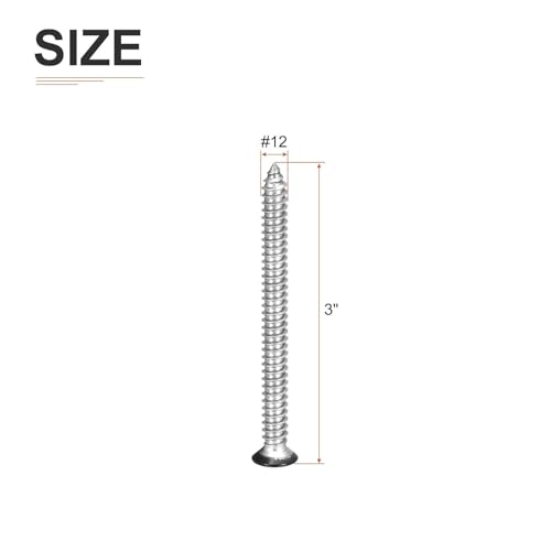 DTGN 50Pcs #12x3 Flat Head Wood Screws, 304 Stainless Steel Black Phillips Self Tapping Screws - Good for Woodworking, Furniture - Brick Red - color: Black, size: #12x3"