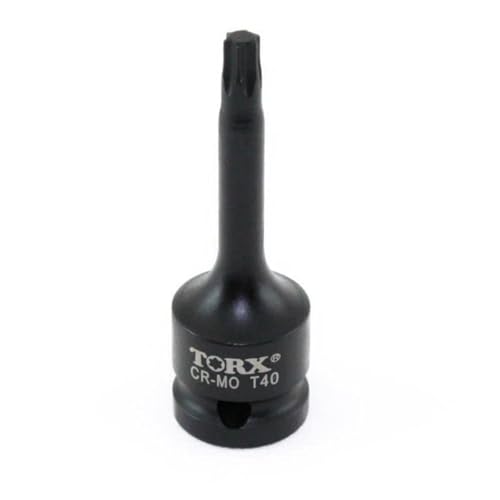TEMO T40 3" Torx Star 6 Point Black Impact Bit Socket 1/2" Square Drive - size: T40