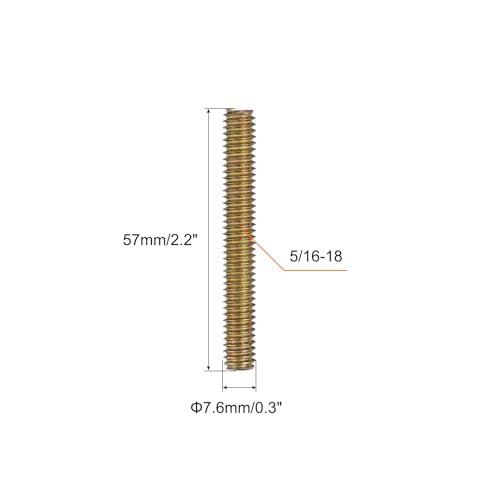 uxcell 10pcs Fully Threaded Rods 5/16x2-1/4 All Thread Studs Long Threaded Screw Carbon Steel for Furniture Garden Railing Mounting Assembly Fastening Frame Connection Colorful Zinc - size: 5/16x2-1/4"