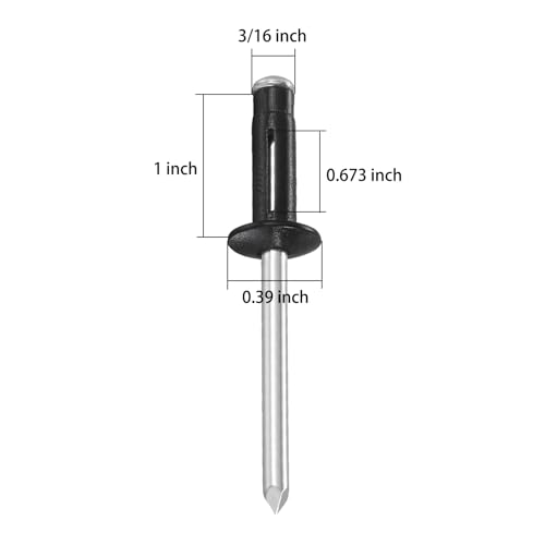 Wensilon (150 pcs) Tri-Fold Rivets Assortment 3/16 * 1,Tri Grip Rivets,Black Aluminum Blind Rivets Tri Grip Boat Kayak Rivets,Trifold Rivets,Bulb Style Rivets - color: Black, size: 3/16*1