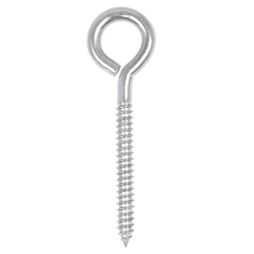 SHONAN 4.5" Stainless Steel Eye Screws for Wood, 5 Pcs Heavy Duty Screw Eye Hooks, Large Eye Screw Hooks for Hanging Hammock, Swing, Clothesline, Eye Bolt Hooks for Outdoor Activities, 250 Lbs - size: 4.5 Inch, 5 Pack