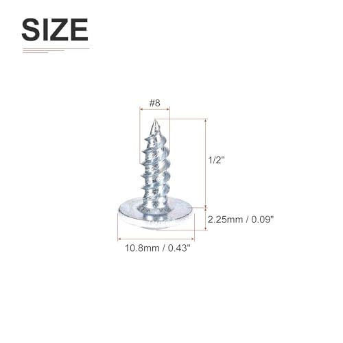 uxcell 50Pcs #8x1/2 Phillips Head Self Tapping Screws, Carbon Steel Flat Head High Strength Quick Tapping Screws Wood Screw for Wood, Metal, Plastic, White - size: #8×1/2, 13mm/0.51", 10.8 x 2.25mm / 0.43" x 0.09