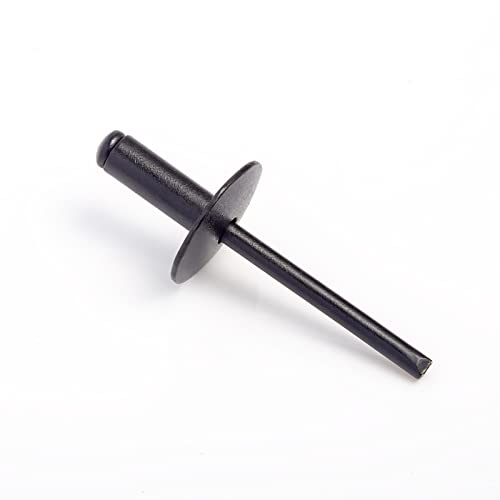 100pcs ALL Black Large Flange Blind Rivets, Aluminum, Flange Diameter 3/8" (10mm), Pop Rivets Assortment Kit Blind Rivet, 1/8" x 1/2", Grip Range (7-9mm) - color: Black, size: 1/8" x 1/2"