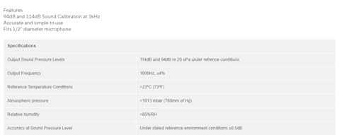 Sound Level Meter (SC-05) for 1/2" Diameter Microphones, 94dB and 114dB Sound Level Calibrator at 1kHz, -0.5dB Accuracy