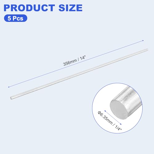 uxcell 5pcs 304 Stainless Steel Round Rods, 1/4" Dia x 14" Length Stainless Steel Metal Solid Shaft Rod Bar for Industry Use Metal Working Hobbies DIY Craft, Silver - size: 1/4" Dia x 14" Length