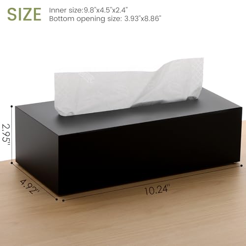 SANRUI Acrylic Rectangle Tissue Box with Snap Bottom, Matte Black - color: Matt Black