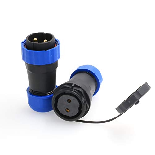 HE29 2pin 45A 380V 28mm Butt Industrial Threaded Waterproof Plastic Connector (2 pin) - size: 2 pin