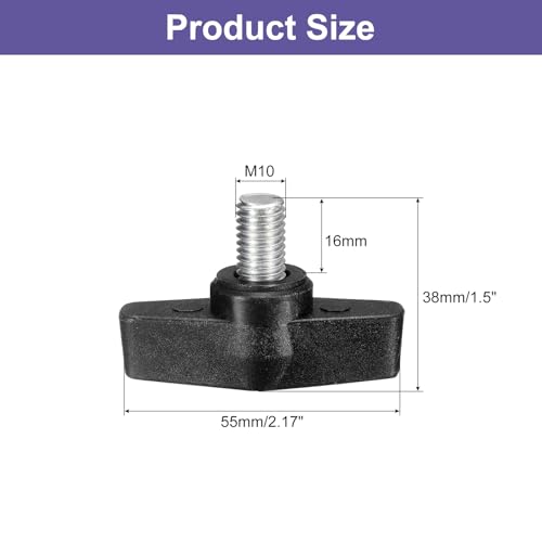 uxcell 2Pcs Clamping Screw Knob, M10 x 16mm Metric Carbon Steel t Shaped Thumb Screws Handle for Quick Remove Hand Tightening Knob Replacement - size: M10 x 16mm