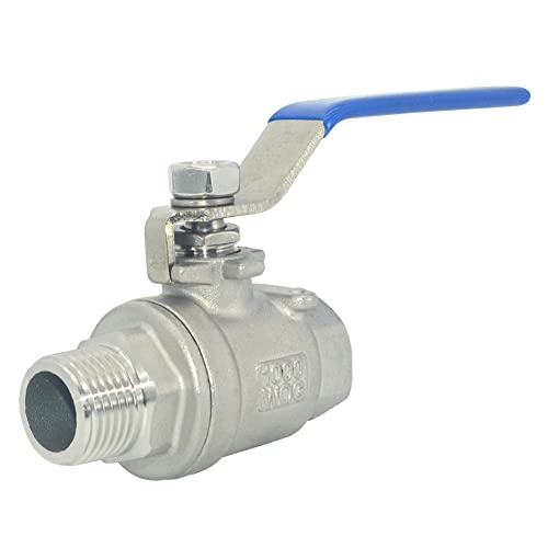 1Pcs Full Port Ball Valve 1/2'' - Heavy Duty Male NPT (MNPT) X Female NPT (FNPT) Thread with Long Handle Switch,Stainless Steel 304 for Water, Oil, and Gas,1000WOG - size: 1/2''
