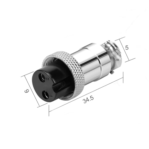 16.4Ft GX12 2Pin Female to Female Aviation Connector Cable,Metal Circular Adapter PVC Cable Connector 7A/125V,12mm for Electrical and Electronic Connections AWG20 Cable 5M - size: 2Pin