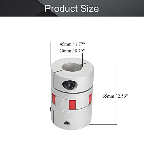 Fielect Shaft Coupling 20mm to 20mm Bore L65xD45 Flexible Coupler Joint for Servo Stepped Motor - size: 20mm to 20mm Bore L65x45D