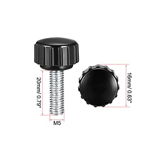 uxcell M5 x 20mm Metric Male Thread Knurled Clamping Knobs Black 4 Pcs - size: M5 x 20