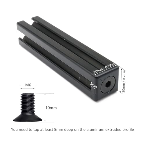 10Pcs 2020 Aluminum Extrusion T Slot End Cap Bracket 20 Series Extruded Hardware Cover with Screws for 20/20 2040 T V Slot Black Aluminum Profile Frame Fitting - style: 10 sets with M6
