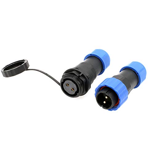 SD20 Waterproof Aviation Circular Plastic Connector for Outdoor Power System LED Lighting (2 pin, Male Plug and Female Cable Receptacle) - color: Male Plug and Female Cable Receptacle, size: 2 pin