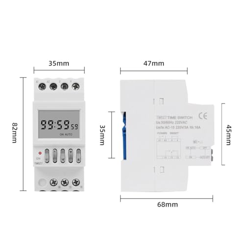 TM627 Multi-Voltage Programmable Auto Cycle Timer Switch 12VDC/AC 16A Load 1 Second-99 Hours DIN Rail Mount Digital Time Relay - size: 12VDC/AC
