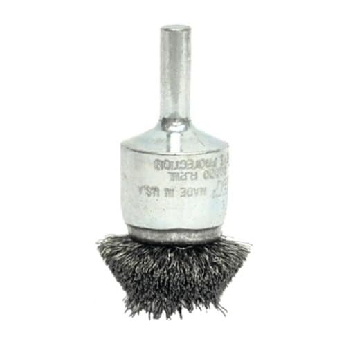 Weiler 10045 1-1/2" Circular Flared Crimped Wire End Brush, .006" Stainless Steel Fill, Made in the USA - size: 0.006 Wire Size, style: Stainless