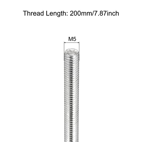 MECCANIXITY Fully Threaded Rod M5x200mm 0.8mm Thread Pitch Right Hand Rods - size: M5 x 200mm