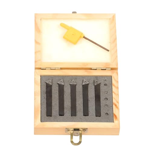 Carbide Turning Tool Set for Lathes - 1/4 TCMT090204 Inserts and Holder, 5 Pcs Metal Machining Kit