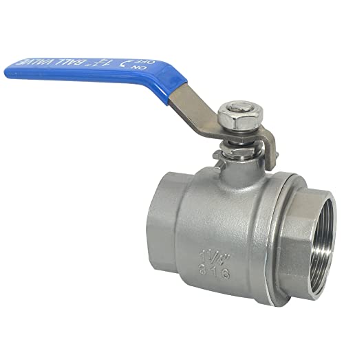 DAN SPEED 1-1/4" Female 316 Stainless Steel Full Port Ball Valve Vinyl Handle WOG1000 (1-1/4 inch) - size: 1-1/4 inch 1 piece
