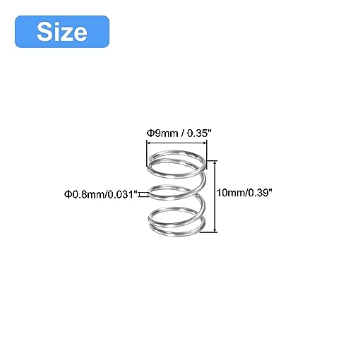 uxcell 5Pcs Compression Spring 304 Stainless Steel 9mmOD,0.8mmWD,10mmFL - size: 0.8mmx9mmx10mm