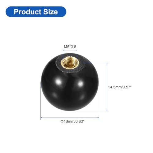 uxcell Threaded Ball Knobs, M5 Female Thread Thermoset Ball Knob 16mm Dia - color: Black, size: M5x16mm