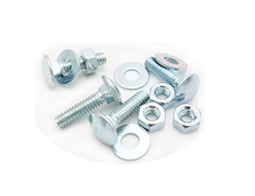 LBY 15 Sets Carriage Bolts Screws Assortment Kit, 1/4-20 x 1'' Round Head Square Neck Bolts (with Hex Nuts and Flat Washers), Carbon Steel (Zinc Plated), Silvery - size: 1/4-20 x 1"