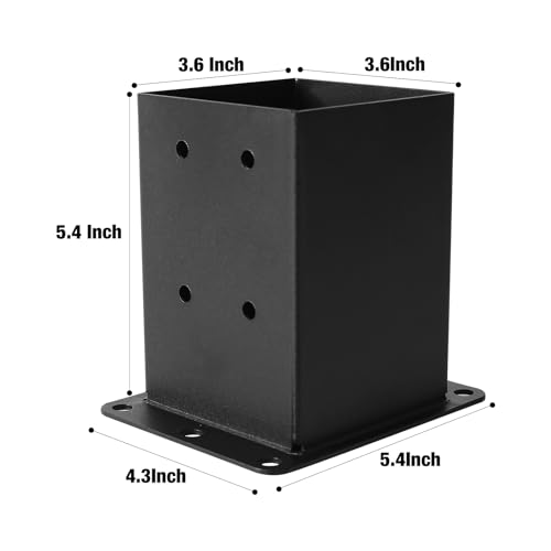 4×4 Post Base 4 Pcs,Deck Post Brackets,Inner Size (3.6" x3.6“Heavy Duty Powder-Coated Steel Post Bracket Fit for Outdoor Pavilion, Deck Railing ,Support Deck Base Plate,Pergola - size: 4"x4", style: 4 Set
