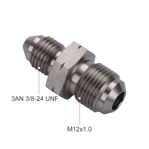 3AN Male to M12x1.0 Male Stainless Steel Brake Clutch Fuel Oil Fitting Adapter Coupler - size: 3AN to M12x1.0