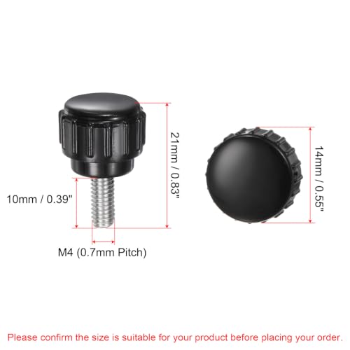 uxcell 12pcs Knurled Clamping Knobs M4 x 10mm Metric 304 Stainless Steel Male Thread Thumb Screw on Type 14mm Plastic Round Head Threaded Hand Bolt Stud Knobs Black - size: M4 x 10mm x 14mm