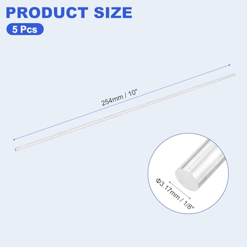 uxcell 5pcs 304 Stainless Steel Round Rods, 1/8" Dia x 10" Length Stainless Steel Metal Solid Shaft Rod Bar for Industry Use Metal Working Hobbies DIY Craft, Silver - size: 1/8" Dia x 10" Length
