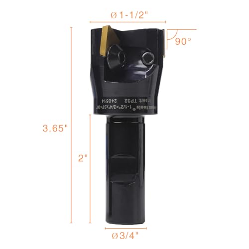 3/4" Shank Indexable End Mill, 1-1/2" Cutting Diameter with 3 Pcs Replaceable Carbide Inserts - size: 1 - 1/2"