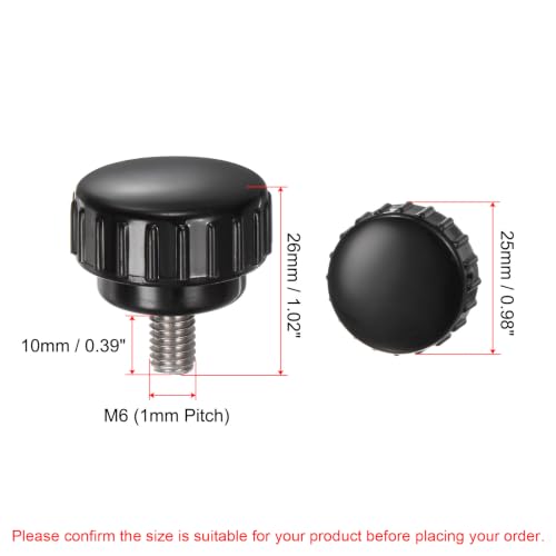 uxcell 4pcs Knurled Clamping Knobs M6 x 10mm Metric 304 Stainless Steel Male Thread Thumb Screw on Type 25mm Plastic Round Head Threaded Hand Bolt Stud Knobs Black - size: M6 x 10mm x 25mm