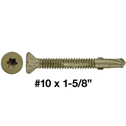 10x1-5/8 Reamer Tek Torx/Star Head Self-Drilling Wood to Metal Screws - for Flatbeds, Trailers - T-30 Torx Screw Head 1 Pound 113 Screws - size: 1-5/8"