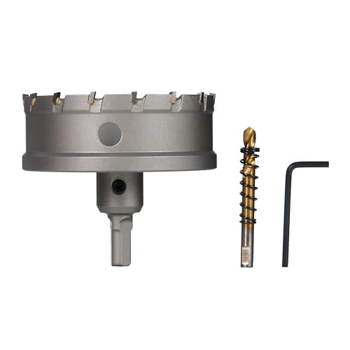 BLACK CANYON 3-1/2" Carbide Hole Saw, Doubling as Hole Saw & Drill bit with 3-Flat Shank and YG10X Carbide Cutter Head. Ideal for Stainless Steel, Aluminum, Carbon Steel - size: 3-1/2 inch