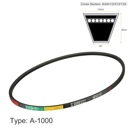 uxcell A1000 V-Belts 1000mm Inner Girth 13mm Top Width 8mm Thickness A-Section Rubber Drive Transmission Belt - size: 1000mm